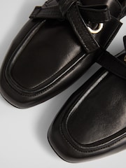 LK Bennett Black Maude Nappa Leather Eyelet Bow Loafers - Image 4 of 4