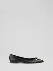 LK Bennett Black Blair Nappa Leather Bar Trim Flats - Image 1 of 4