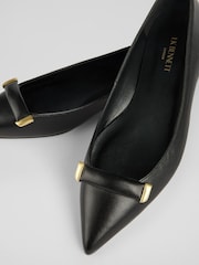 LK Bennett Black Blair Nappa Leather Bar Trim Flats - Image 4 of 4