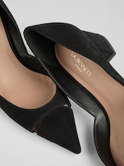 LK Bennett Black Cecile Suede Cut Out Block Heel Courts - Image 4 of 4