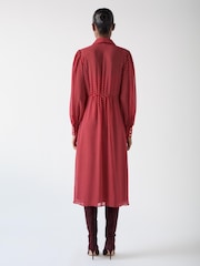 LK Bennett Red Cody Polka Dot Print Pocket Shirt Dress - Image 2 of 4