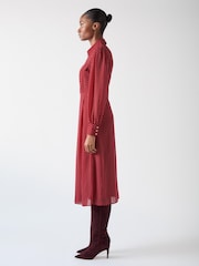 LK Bennett Red Cody Polka Dot Print Pocket Shirt Dress - Image 3 of 4