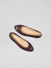LK Bennett Kara Suede & Nappa Ballerina Bow Flats - Image 3 of 4