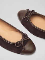 LK Bennett Kara Suede & Nappa Ballerina Bow Flats - Image 4 of 4