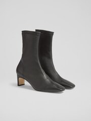 LK Bennett Black Marcia Nappa Stretch Leather Stretch Ankle Boots - Image 5 of 6