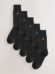 Black Bold Multicolour Logo 5 Pack Embroidered Lasting Fresh Socks - Image 2 of 9