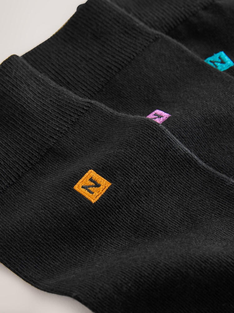 Black Bold Multicolour Logo 5 Pack Embroidered Lasting Fresh Socks - Image 9 of 9