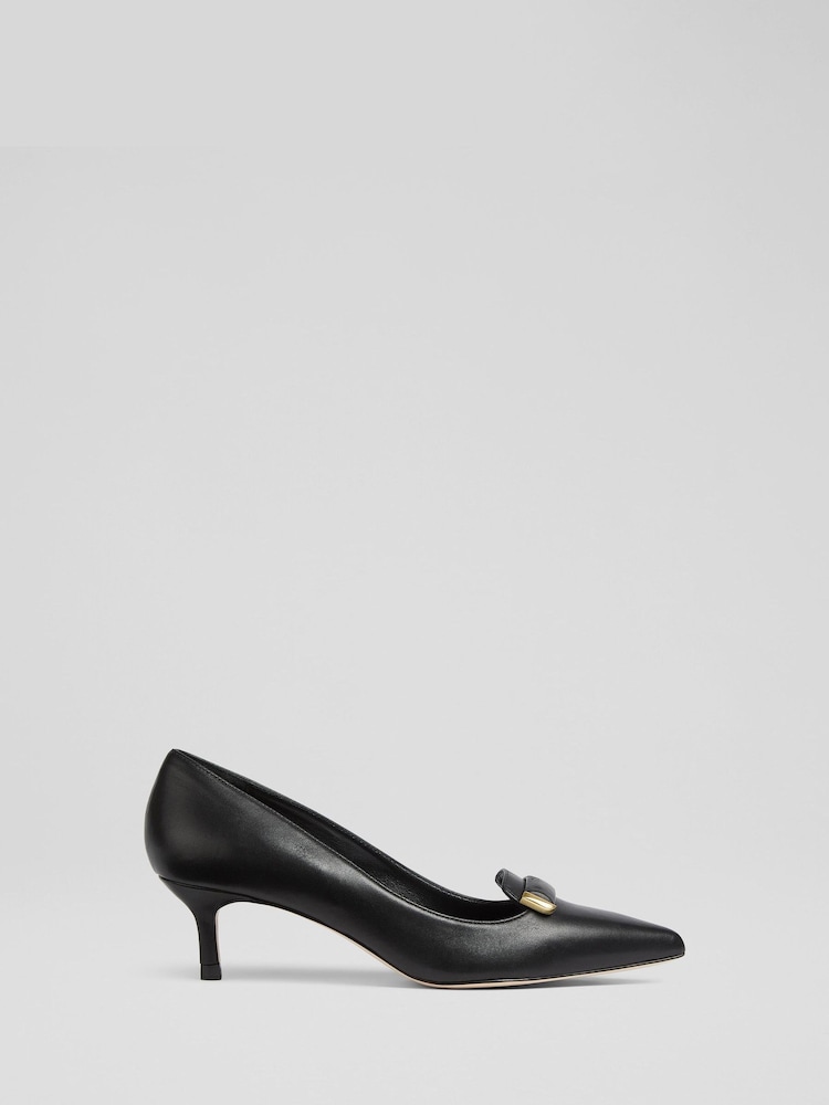 LK Bennett Caryn Smooth Leather Bar Trim Courts - Imagen 1 de 4