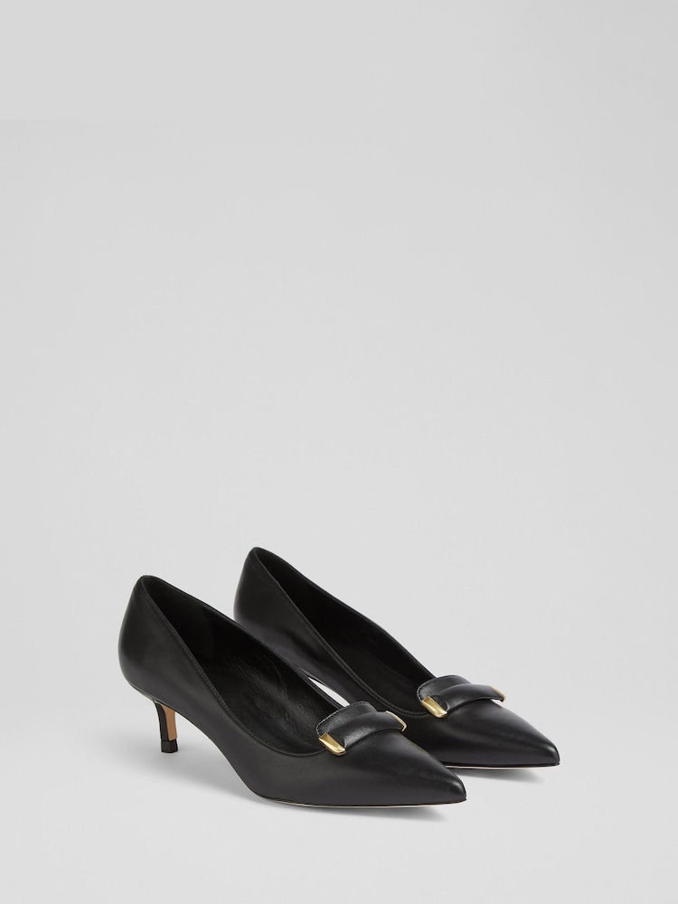 LK Bennett Caryn Smooth Leather Bar Trim Courts - Imagen 2 de 4