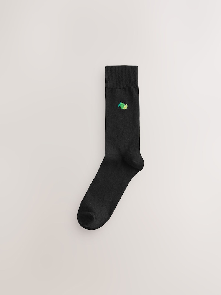 Noir Fruits et boissons - Standard - Lot de 5 paires de chaussettes brodées - Image 6 of 8