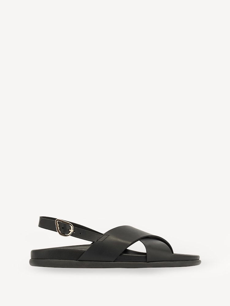 Ancient Greek Sandals Black Ikesia Leather Sandals - Image 1 of 4