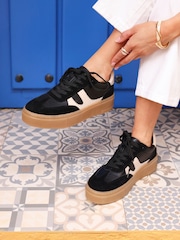 Черный - Linzi Kaia Lace Up Flatform Trainers - Image 1 of 5