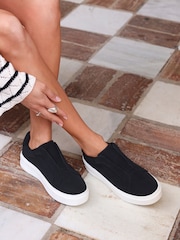 Linzi Black Henley Flatform Slip-On Trainers - Image 1 of 5