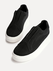 Linzi Black Henley Flatform Slip-On Trainers - Image 3 of 5