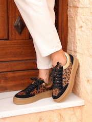 Linzi Black Nyra Aminal Print Lace-Up Trainers - Image 2 of 6