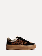 Linzi Black Nyra Aminal Print Lace-Up Trainers - Image 3 of 6
