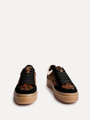 Linzi Black Nyra Aminal Print Lace-Up Trainers - Image 4 of 6