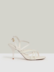 Reiss White Elise Leather Beaded-Strap Stiletto Sandals - Image 1 of 5