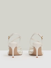 Reiss White Elise Leather Beaded-Strap Stiletto Sandals - Image 4 of 5
