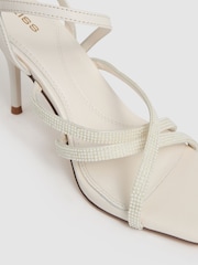 Reiss White Elise Leather Beaded-Strap Stiletto Sandals - Image 5 of 5