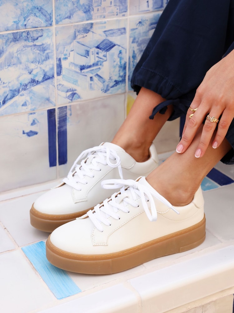 Linzi White Blanca Lace-Up Flatform Trainers - Image 1 of 5 Linzi White Blanca Lace-Up Flatform Trainers - Image 1 of 5