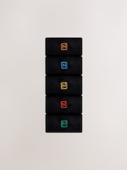 Black Multicoloured Logo 5 Pack Embroidered Lasting Fresh Socks - Image 1 of 8