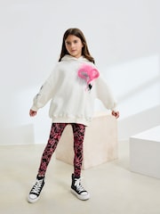 Ecru/Pink Graffiti Hoodie and Leggings Set (3-16yrs) - Image 1 of 8
