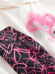 Ecru/Pink Graffiti Hoodie and Leggings Set (3-16yrs) - Image 8 of 8