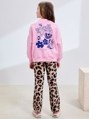 Pink/Animal Sweatshirt and Ribbed Flare Set (3-16yrs) - Image 1 of 9