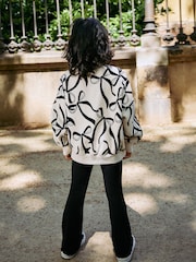 Cream Bow/Black Sweatshirt and Ribbed Flare Set (3-16yrs) - Image 2 of 2