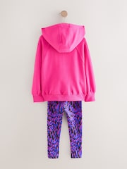Pink and Blue Animal Hoodie and Sport Leggings Set (3-16yrs) - Image 6 of 8