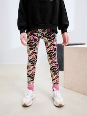 Black and Animal Hoodie and Sport Leggings Set (3-16yrs) - Image 4 of 4