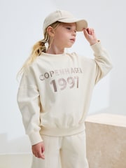 Slogan, natur - Sweatshirt und Jogginghose mit weitem Bein (3–16 J.) - Bild 6 von 11