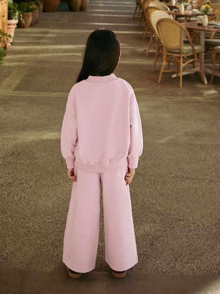 Pink Slogan Sweatshirt And Wide Leg Joggers Set (3-16yrs) - Image 2 of 11 Pink Slogan Sweatshirt And Wide Leg Joggers Set (3-16yrs) - Image 2 of 11