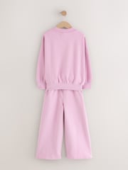 Pink Slogan Sweatshirt And Wide Leg Joggers Set (3-16yrs) - Image 3 of 8