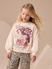 Ecru/Pink Unicorn Applique Sweatshirt (3-16yrs) - Image 1 of 7
