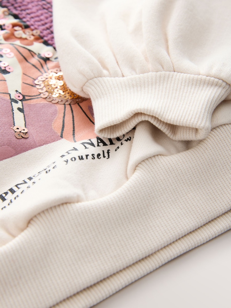 Ecru/Pink Unicorn Applique Sweatshirt (3-16yrs) - Image 7 of 7