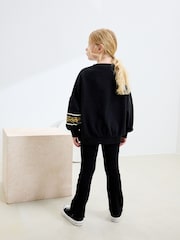 Schwarz mit Animal-Print - Sweatshirt mit Slogan (3–16 Jahre) - Bild 2 von 8