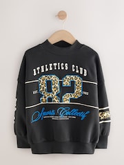 Schwarz mit Animal-Print - Sweatshirt mit Slogan (3–16 Jahre) - Bild 5 von 8