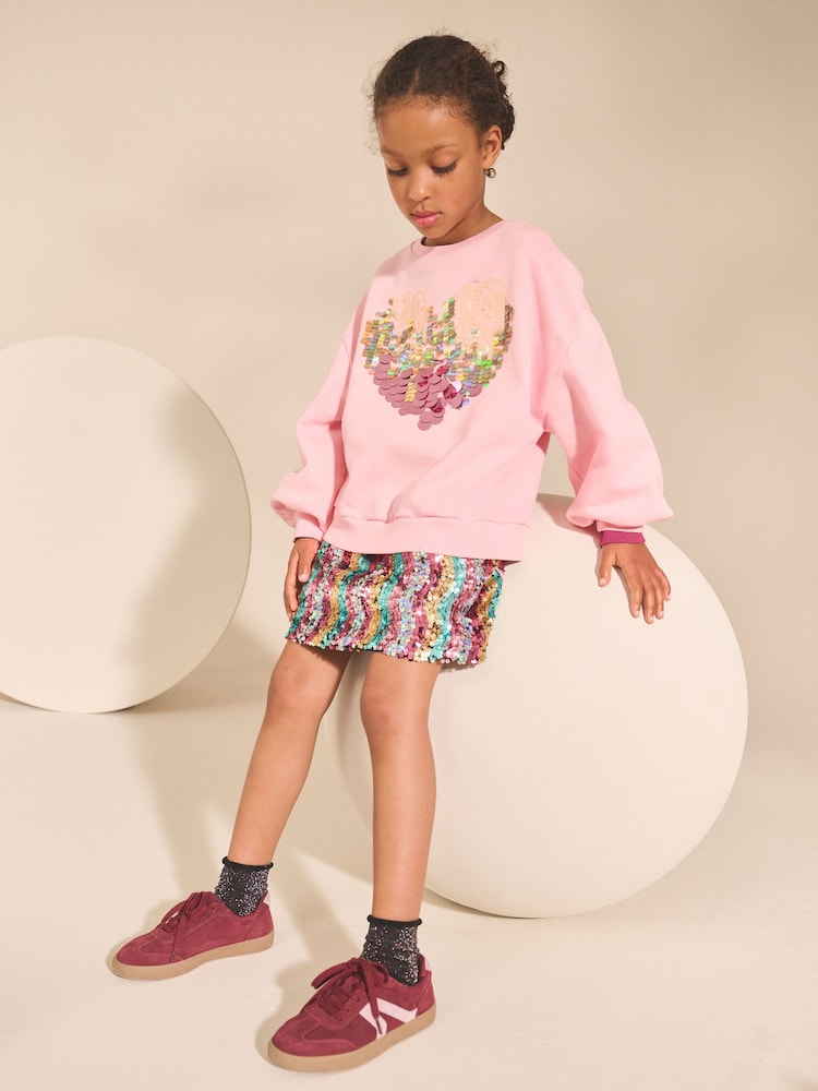 Pink Sequin Heart Sweatshirt (3-16yrs) - Image 2 of 8