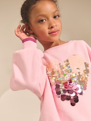 Pink Sequin Heart Sweatshirt (3-16yrs) - Image 4 of 8