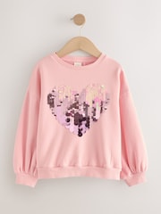 Pink Sequin Heart Sweatshirt (3-16yrs) - Image 5 of 8