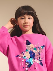 Bright Pink Sequin Star Sweatshirt (3-16yrs) - Image 4 of 8