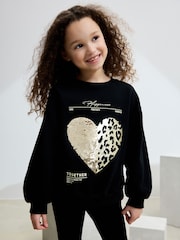Black Sequin Heart Sweatshirt (3-16yrs) - Image 1 of 3