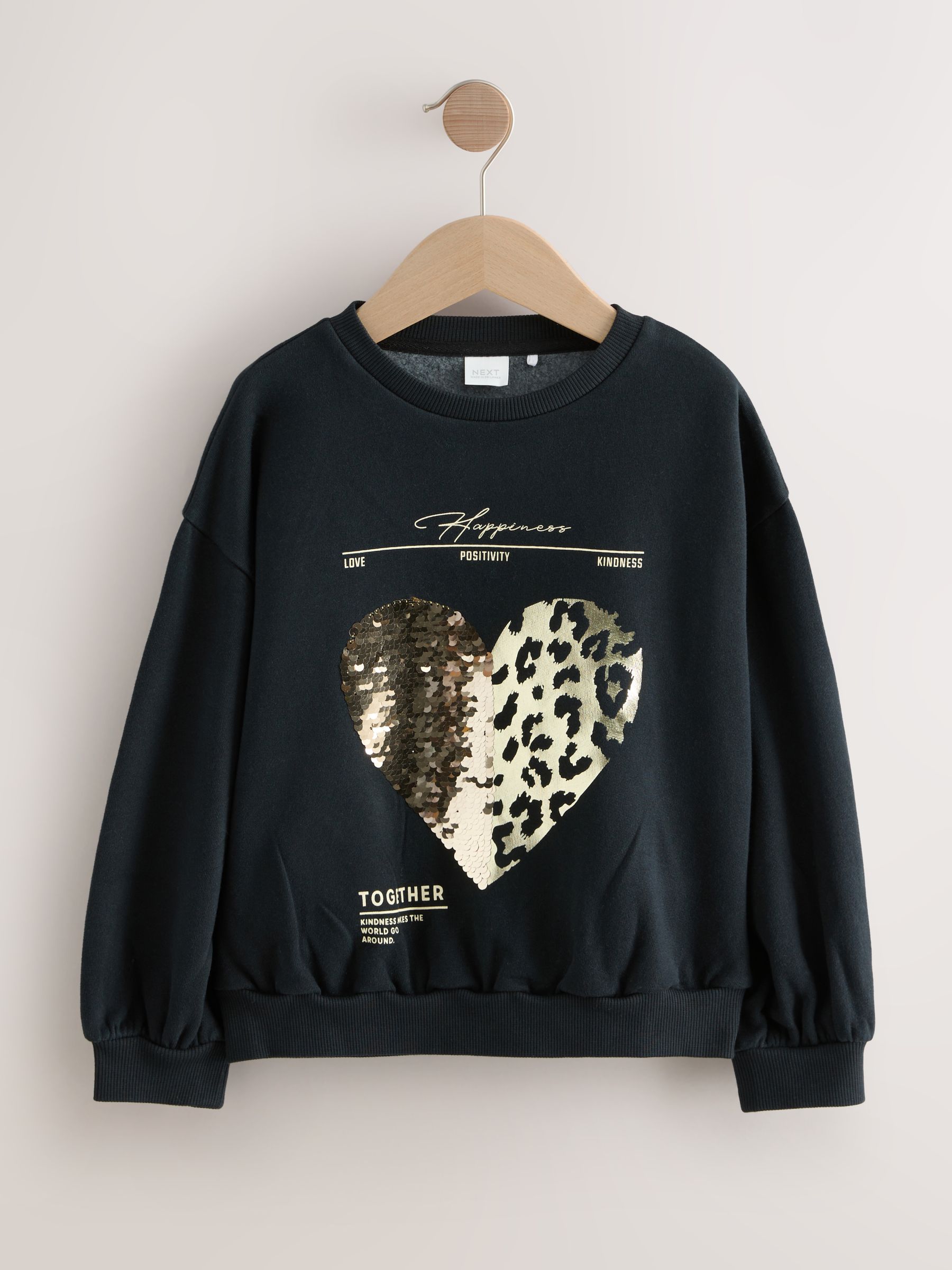 トップス poppy HEART TULLE SWEATSHIRT (BLACK) Heart tulle sweatshirt (black)