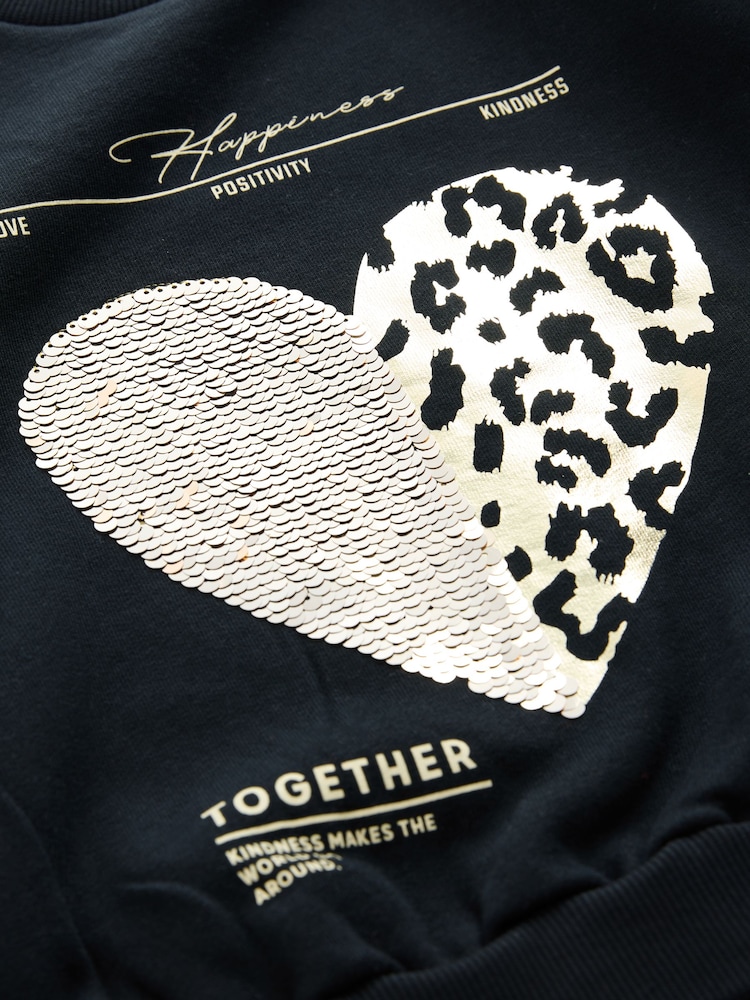 Schwarz/Paillettenherz - Sweatshirt (3-16 Jahre) - Bild 7 von 7