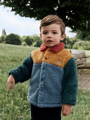 Blue/Yellow Bright Colorblock - سترة من الصوف والفرو الصناعي (3 شهور - 7 سنوات) - صورة 1 من 13