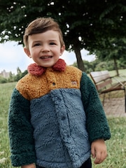 Blue/Yellow Bright Colorblock - سترة من الصوف والفرو الصناعي (3 شهور - 7 سنوات) - صورة 2 من 13