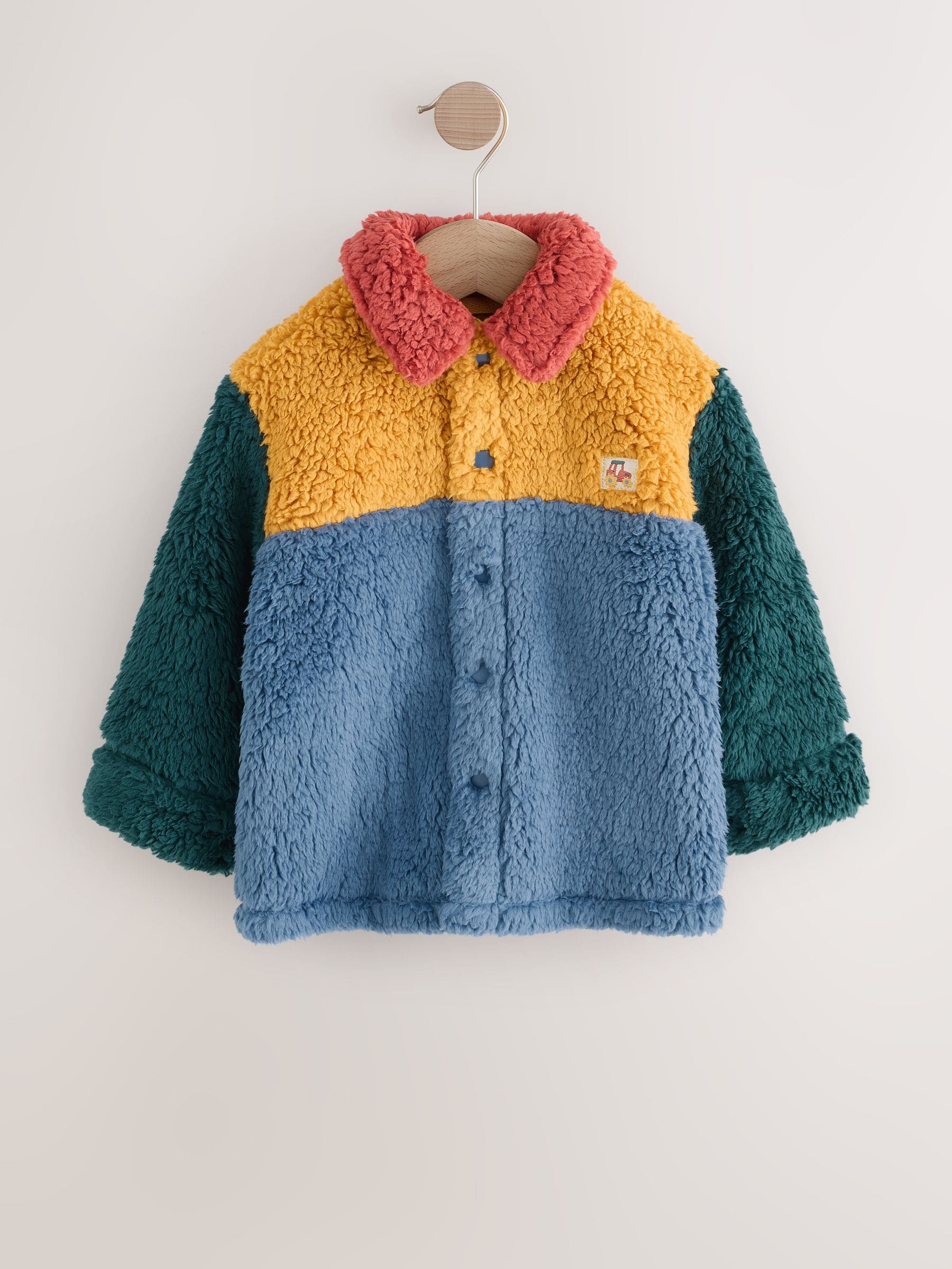 Buy Blue/Yellow Bright Colorblock Borg Fleece Shacket (3mths-7yrs
