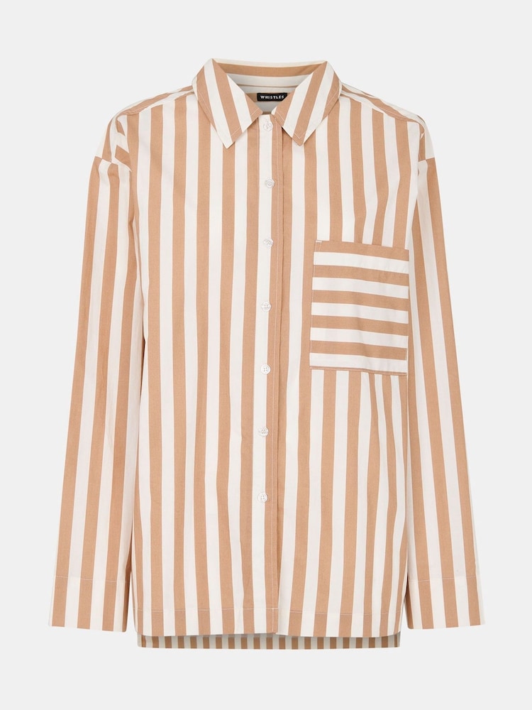 Whistles White Stripe 100% Cotton Pyjamas Shirt - Image 5 of 5